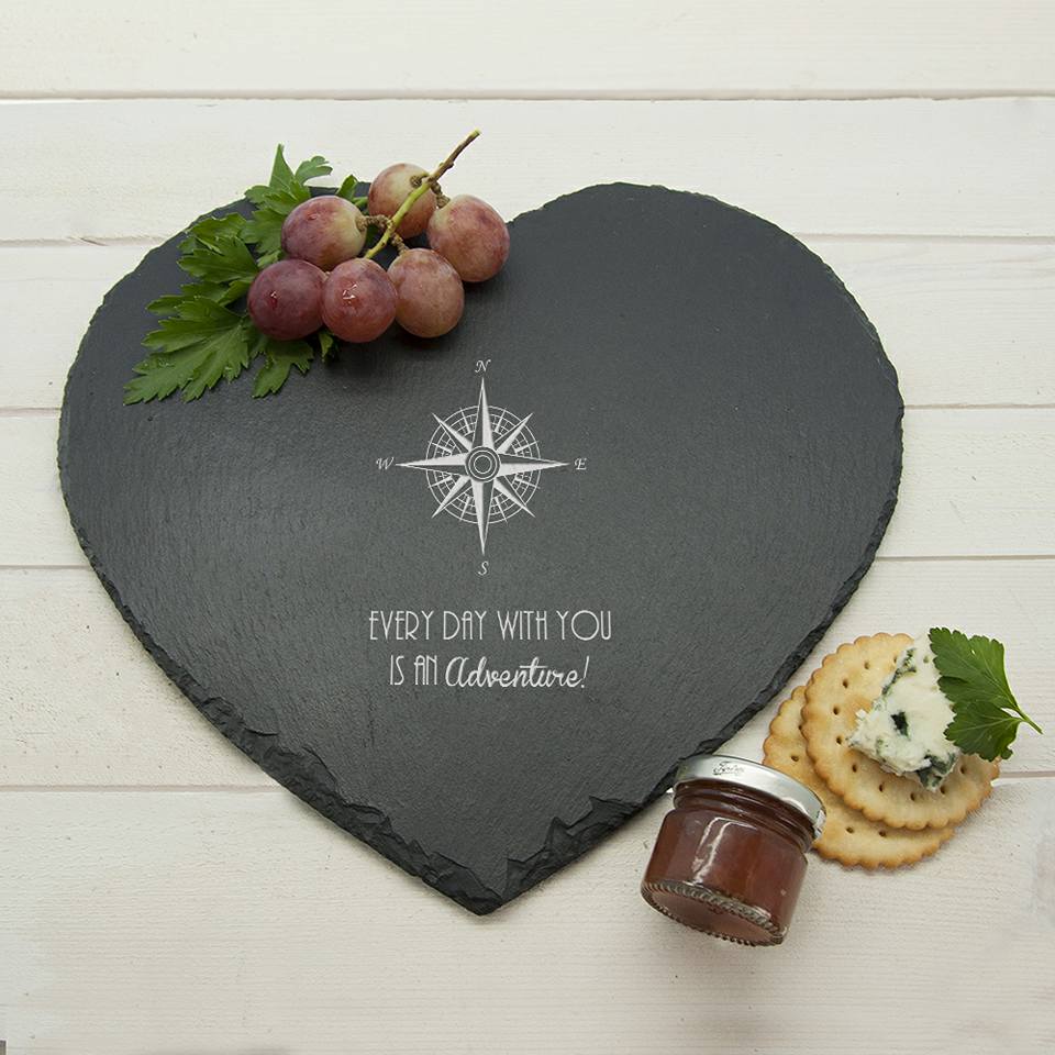 Personalized Slate heart cheeseboard