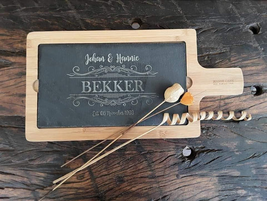 Personalized Mason Cash slate and bamboo board (Small)