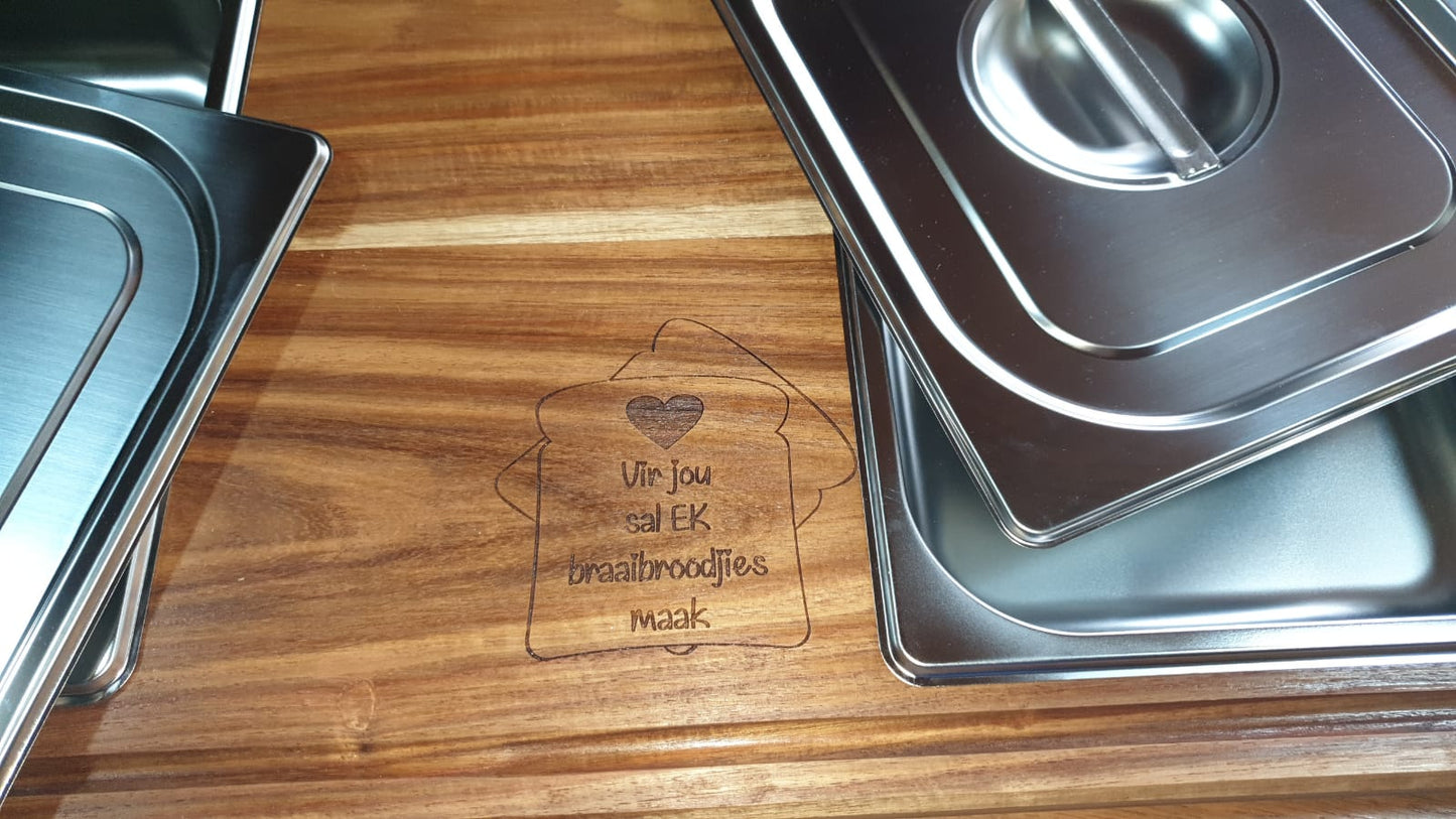 Personalized Executive Delux Braai board with 2 Large bowls