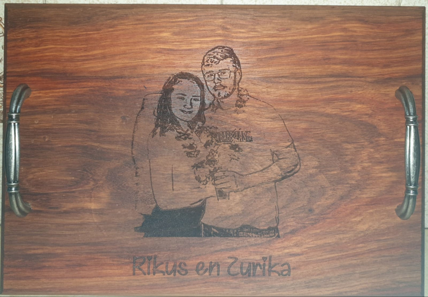 Engraved Kiaat Serving Tray